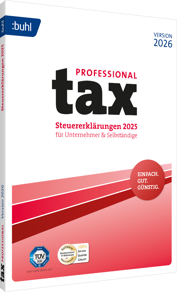 BUHL tax 2026  Professional (für das Steuerjahr 2025) (3 User / 1 PC - 1 Jahr) ESD