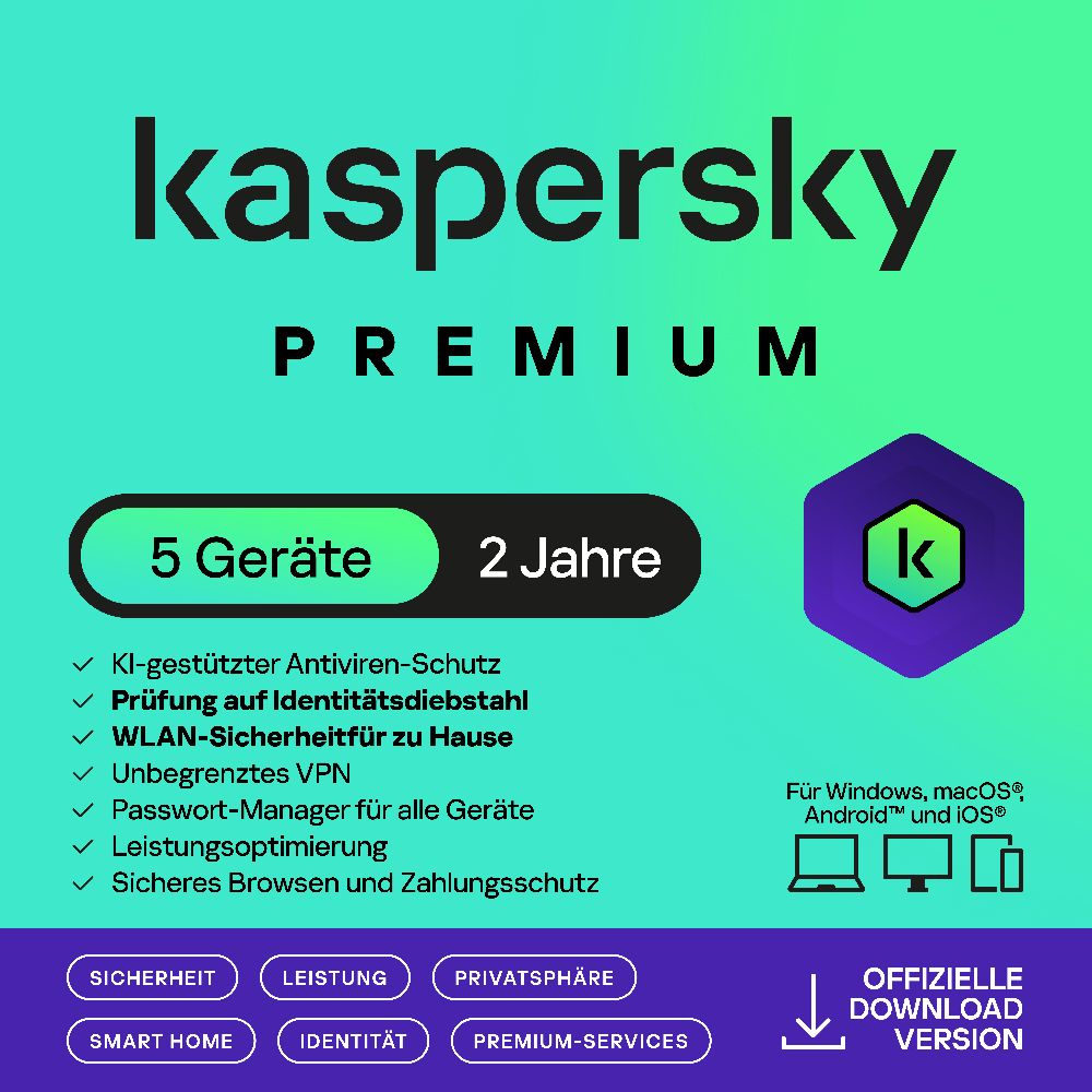 Kaspersky Premium (5 Device - 2 Jahre) EU ESD