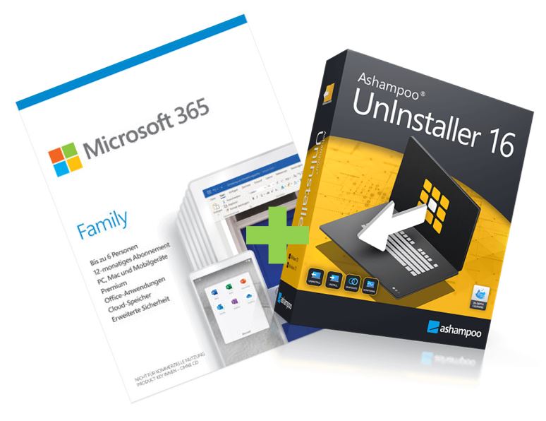 Bundle Microsoft 365 Family & Ashampoo UnInstaller 16 (6 Device / 1 PC - 1 Jahr / perpetual) ESD