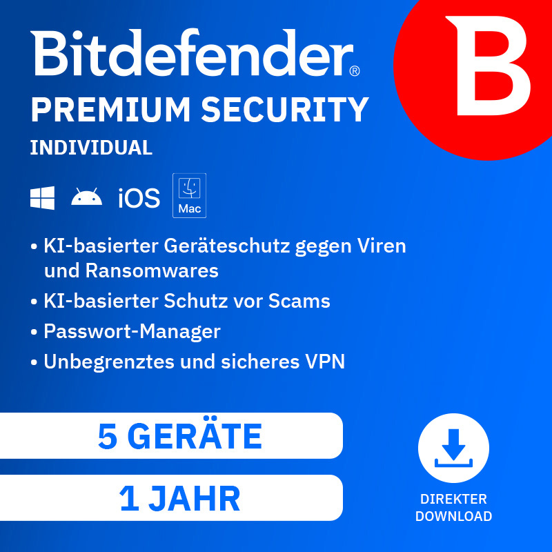 Bitdefender Premium Security Individual (5 Device - 1 Jahr) EU ESD
