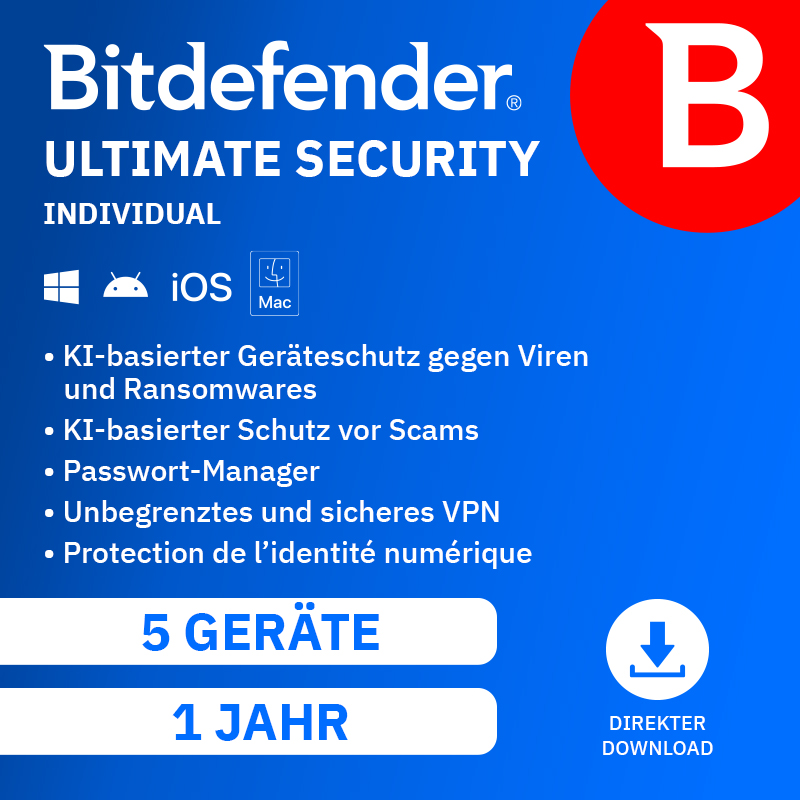 Bitdefender Ultimate Security Individual (5 Device - 1 Jahr) EU ESD