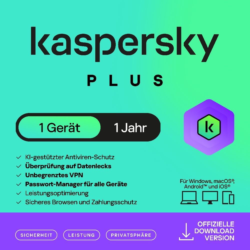 Kaspersky Plus (1 Device - 1 Year) DACH ESD